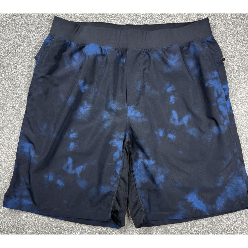 Fabletics The One Shorts Men's 34 Black Blue Camo Lined Gym Training